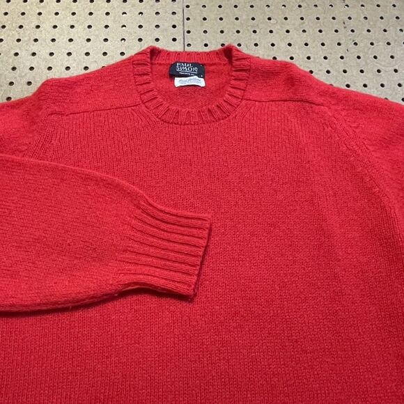 Paul Simon Real Shetland Wool Pullover Sweater Jumper Scotland Red Size 44/L Men - Picture 3 of 8